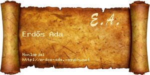 Erdős Ada névjegykártya